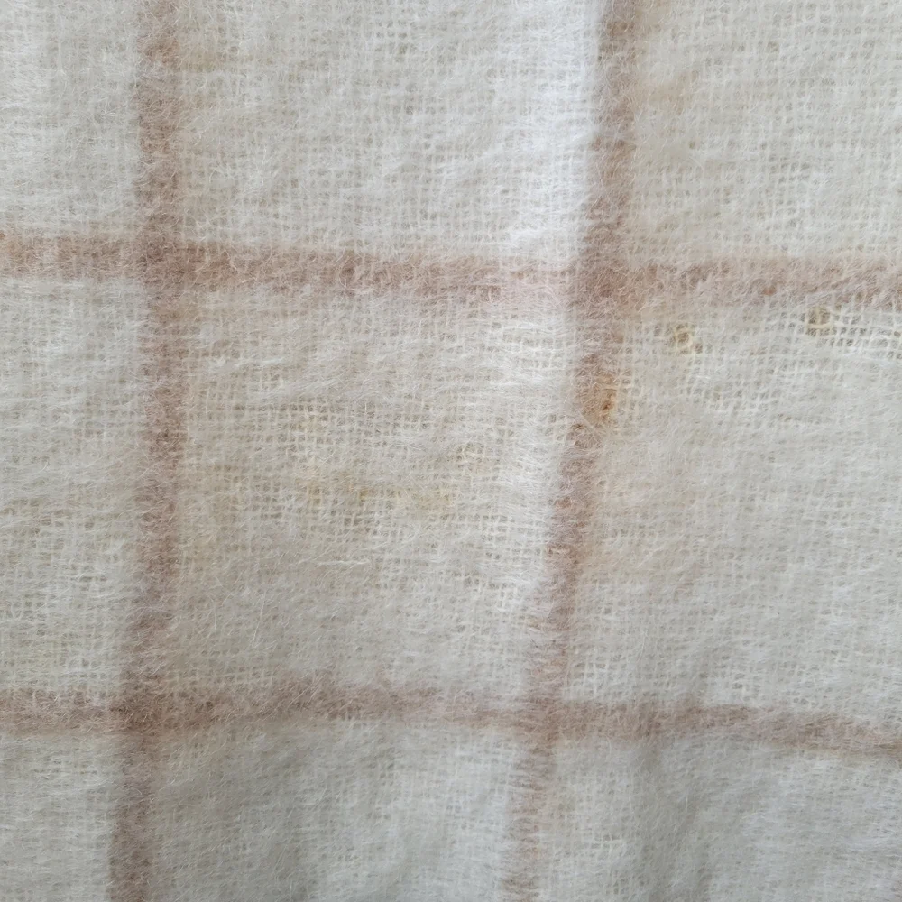 Foxford Woollen Mills Mohair Fringe Throw Rug Cream Tan 38